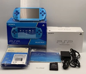 Sony PSP-3000 Console Sky Marine Blue Value PAK Box w/2GB, Pouch -Excellent - Picture 1 of 23
