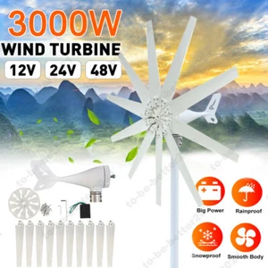 3000W Wind Turbine Power Generator Windmills W/ MPPT Charge Controller 10 Blades - Picture 1 of 13