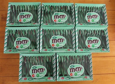 M&M's Chocolate Mint Flavored Candy Canes 8 BOXES (96 Count) LIMITED EDITION! - Image 1 of 4