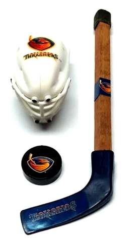 ATLANTA THRASHERS MINI MASK PUCK & WOOD HOCKEY STICK 5.5" TALL NEW NHL LICENSED Cover