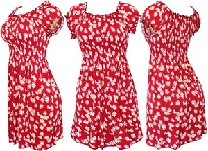 Daisy Smocked Summer Short Sleeves Floral Causal Short Dress - Picture 1 of 5
