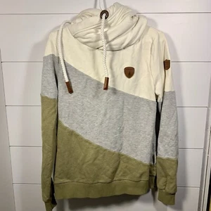 Wanakome Hoodie Sweatshirt Women Sz S Asymmetrical Cowl Neck Striped READ - Picture 1 of 15