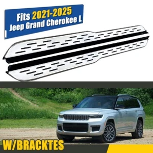 Fixed Running Boards Fit for 2021-2025 Jeep Grand Cherokee L Side Steps Nerf Bar - Picture 1 of 7