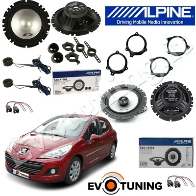ALPINE - NO HERTZ Kit 6 Casse Altoparlanti Alpine Anteriore e Posteriore per Peugeot 207