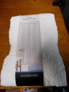 Mainstays Fabric Shower Curtain BRAND NEW 72 x 72 White With Shells