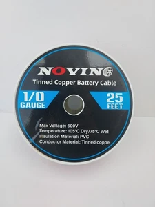 Cable de batería marina de cobre estañado de 1 AWG, 600 V 1/0 calibre 25 pies grado marino Prima - Imagen 1 de 3