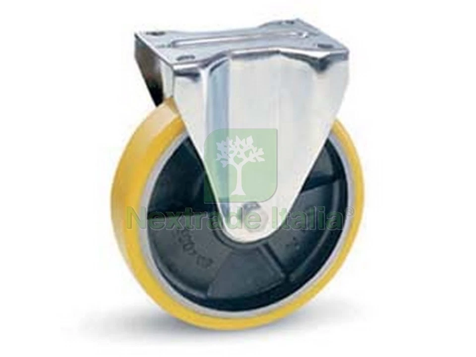 1PZ RUOTE INDUSTRIALI IN POLIURETANO NUCLEO GHISA PIASTRA FISSA "22SEA" Ø MM.12: - Immagine 1 di 1