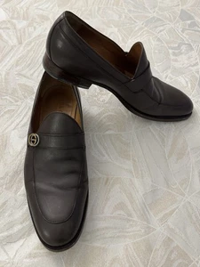 Gucci Intelocking GG Logo Dress Loafers Dark Chocolate, Brown Leather Size 6.5 - Picture 1 of 12