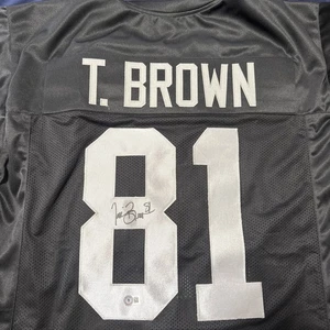 🔥 Tim Brown Signed Jersey Beckett authentication Size XL - Picture 1 of 4