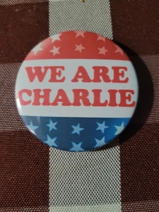 WE ARE CHARLIE KIRK TURNING POINT MEMORIAL BUTTON PIN 2 1/4" ROUND - Picture 1 of 1