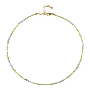 Cavill Halskette Peridot Labradorit Hämatit 45 50 cm Sterlingsilber Gold - Bild 1 von 8