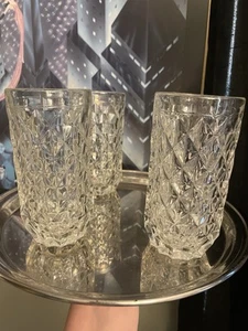 Set of 4 Fostoria York Highball Glasses Heavy Barware Clear 12 oz Diamond Point - Picture 1 of 10