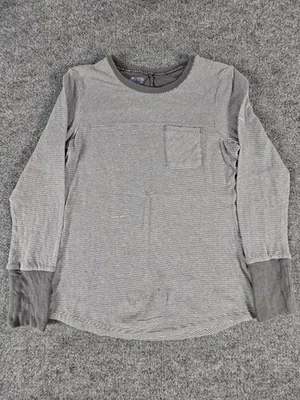 Camisa Columbia Para Mujer Pequeña Gris Rayas Manga Larga Bolsillo Informal Pullover Top Foto 1 de 4