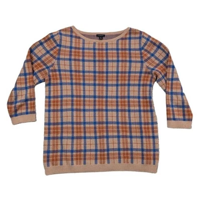 Ann Taylor заводской женщин верблюд клетку хлопок ворота свитер опрятный размер XL - Изображение 1 из 4