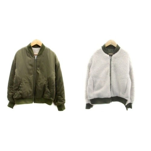 OFF WHITE AZUL by Moussy giacca blusa boa media lunghezza reversibile S kaki bianco sporco U