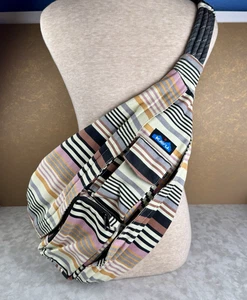 KAVU Sling Rope Bag Springtime Stripe Canvas Purse Travel Crossbody - Picture 1 of 11