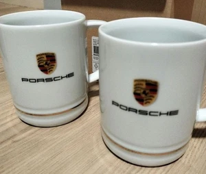 [Neu mit Box] PORSCHE Neuheit KAHLA Wappen Tasse weiß/gold Linie Keramik Paar Becher Tasse - Bild 1 von 4
