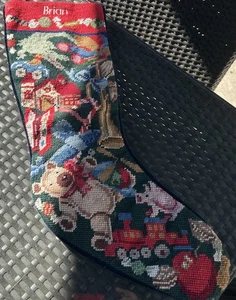 Vintage Woll Nadelspitze Weihnachtsstrumpf Monogramm Brian - Bild 1 von 5