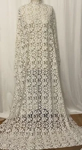 Elegant White Venise Lace Intricate Floral Design Fabric 2 Yards 17" & 48" Wide - Picture 1 of 10