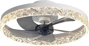 Flush Mount Ceiling Fan Low Profile W/ LED Light Remote Control 6 Speed Dimmable - Picture 1 of 7