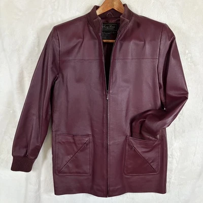 Chaqueta De Colección Terry Lewis Mujer Cuero Genuino Pequeña Borgoña  Foto 1 de 4