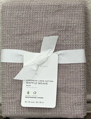 Pottery Barn Europeo Lino Algodón TEJIDO GOFRE Euro Almohada Cuarzo Ahumado Falso Foto 1 de 4