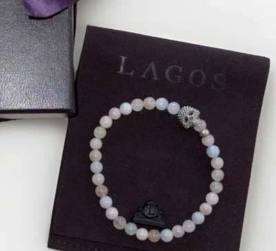 Pulsera Calavera LAGOS Morganita Cuentas - Talla 7  Foto 1 de 4