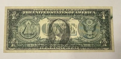 1969 $1 Federal Note-Full front to back  Printing Error W/green ink smear edge  - Image 1 of 2
