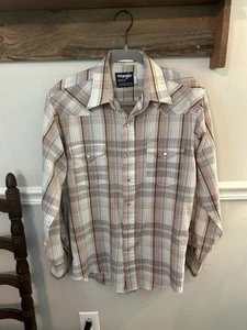Vintage Wrangler Cowboy cut shirt- Pearl Snap Buttons- Men’s Size 15.5-34 Small - Picture 1 of 4