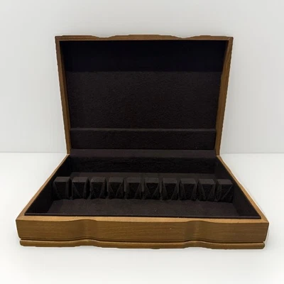 Vintage Unbranded Wood Silverware Flatware Storage Chest Box - Image 1 of 4