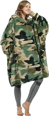 Oversized Blanket Hoodie Sweatshirt Comfy Wearable Blanket Fleece Warm Sleepwear - Image 1 of 4