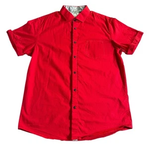Camicia uomo Alex Vando rossa con bottoni manica corta orlo a contrasto elasticizzata taglia L - Foto 1 di 11