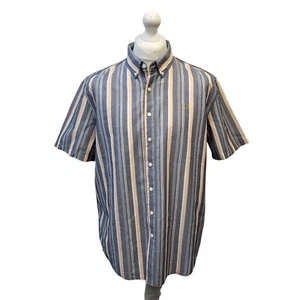 Farah Grey Orange Striped Classic Fit Shirt Uk Men's Size XL L203 - Picture 1 of 5