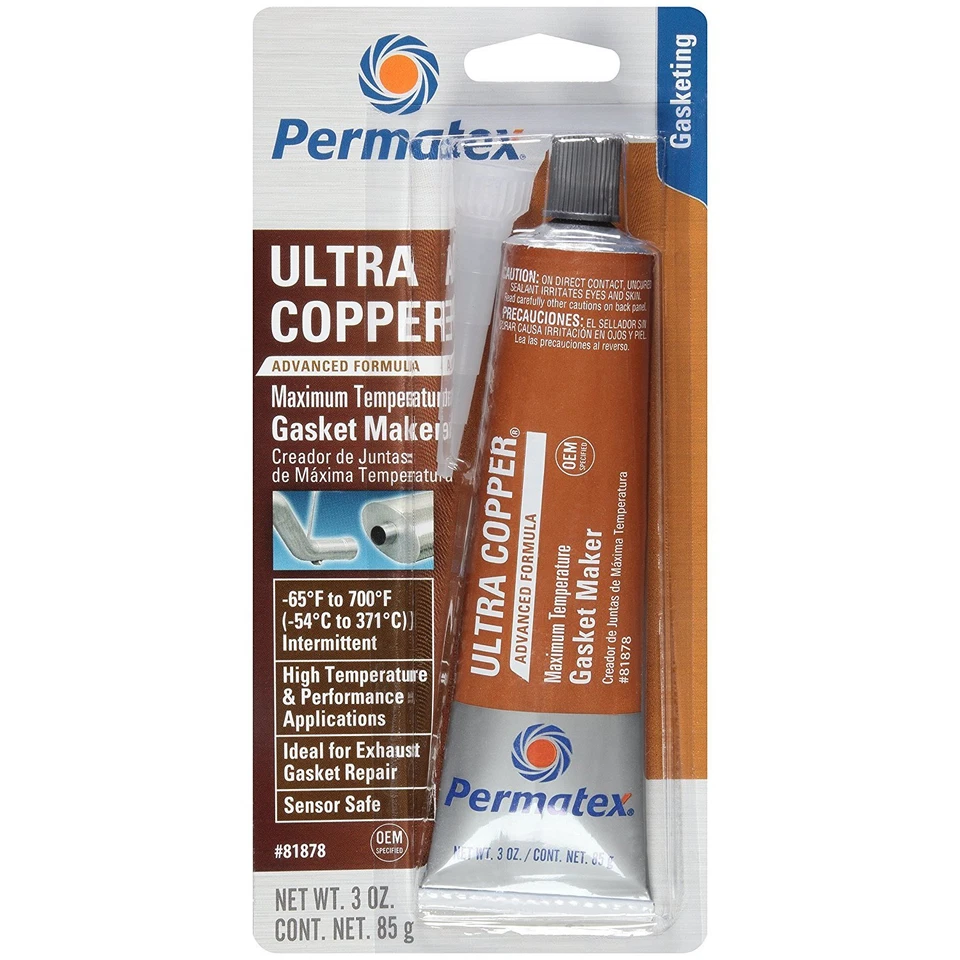 Exhaust Manifold and Header Gasket Maker Sealer RTV ULTRA COPPER PERMATEX 3.0oz - Image 1 of 1
