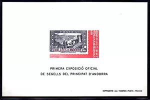 Fr. Andorra, 1982, Sc. #298(YT Blocco 1), 1° Esposizione di Francobolli di Andorra, imperf. - Foto 1 di 2