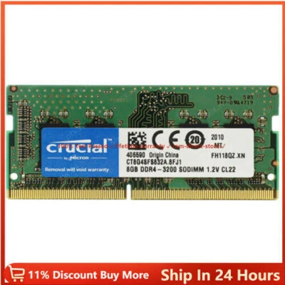 CRUCIAL 8GB DDR4 3200 MHz PC4-25600 Laptop SODIMM Non-ECC 260-Pin Memory RAM 8G