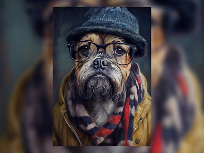 Dapper Dog - Oil Portrait on Matte Paper of Chic Canine 5" x 7" - Image 1 of 4