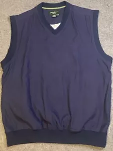 EDDIE BAUER Golf Vest MENS MEDIUM Sleeveless WINDBREAKER Lightweight Navy Fleece - Picture 1 of 8