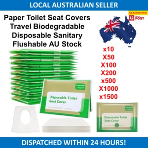 Paper Toilet Seat Covers Travel Biodegradable Disposable Sanitary Flushable AU - Picture 1 of 15
