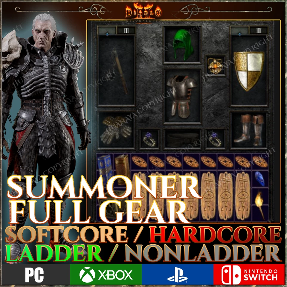 ✅ NECRO SUMMONER FULL SET  ✅ PC PS4 PS5 XBOX SWITCH ✅ D2R DIABLO 2 RESURRECTED - Image 1 of 2
