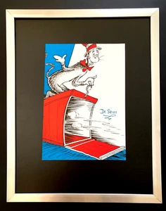 DR. SEUSS + SIGNED " CAT IN THE HAT " PRINT FRAMED + BUY IT NOW! - Picture 1 of 3