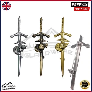US Marine Corps Kilt Pin 4" Antique/Chrome/Gold Finish Scottish Kilt Pin - Picture 1 of 4