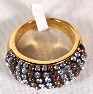 Anillo a rayas de cristal marrón y blanco de bronce de 18 quilates de Kohl's Buyout - Imagen 1 de 4