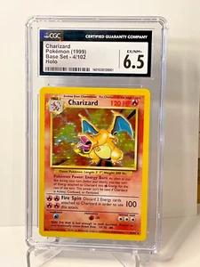 CHARIZARD (1999) 4/102 RARO CONJUNTO BASE ILIMITADO HOLO CGC 6.5 EX/NM+ POKEMON - Imagen 1 de 13