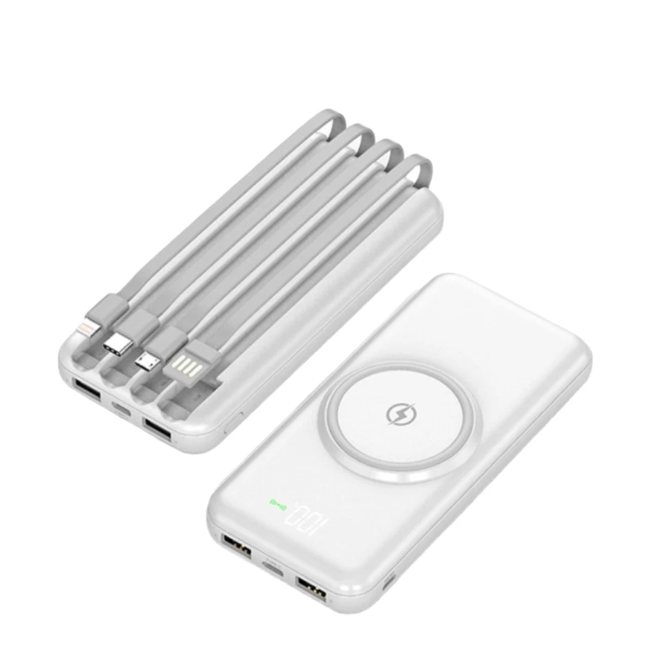 Wireless Power Bank W/ Cables 10,000mAh Portable Travel Charger Battery Backup - Image 1 of 4