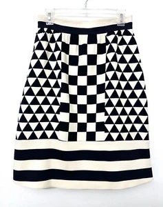 Valentino Black White Checkered Triangle Stripe Skirt Checked Geo Wool IT 42 - Picture 1 of 16