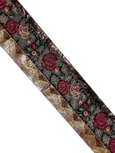 Vintage Saree Border India Decorative Trim Antique Embroidered Ribbon Silk Sari - Picture 1 of 9