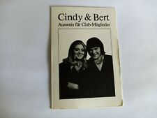 Cindy & Bert  -  Fan -Club -Ausweis - aus den 70 er Jahren -top     2 #
