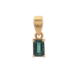 14K Yellow Gold Green Tourmaline Pendant Gemstone Dainty Pendant a905 - Picture 1 of 4