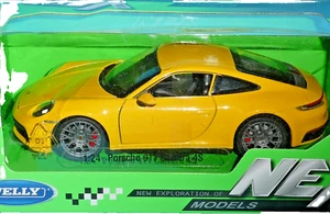 Porsche 911 Carrera 4 S Yellow  Grey Alloys -Disc Brakes. Welly Nex 1:24 th. Scl - Picture 1 of 6